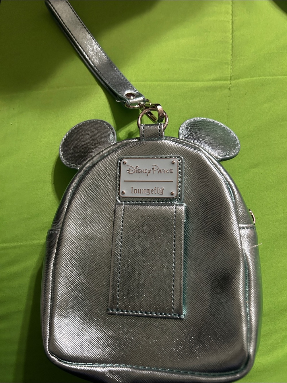Loungefly Metallic Silver Mickey Ear Mini Backpack Crossbody